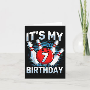 Carte Enfants 7 ans Bowling 7e anniversaire de fête Garç