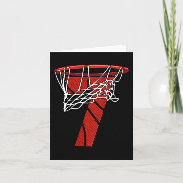 Carte Enfants 7e anniversaire de basket-ball - Sept ans  (Devant)