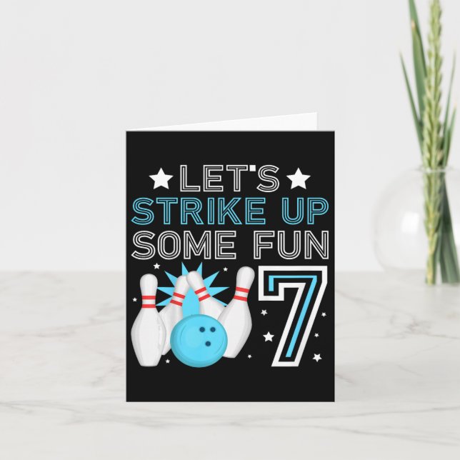 Carte Enfants 7e anniversaire de la fête Bowling Boy 7 a (Devant)