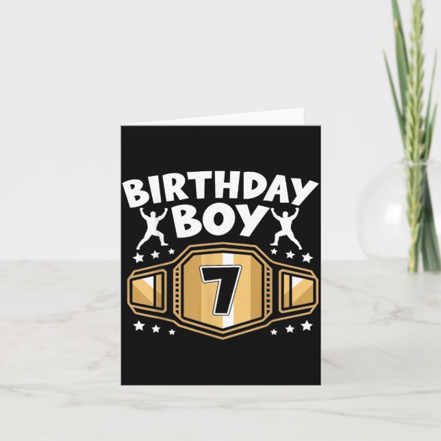 Carte Enfants 7e anniversaire garçon lutte 7 ans (Devant)
