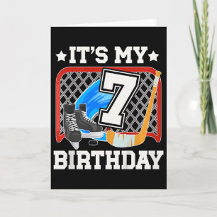 Carte Enfants 7ème Anniversaire Hockey sur Glace Garçon 
