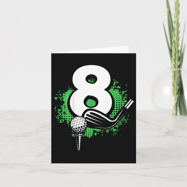 Carte Enfants 8e anniversaire Boy Golf Player Golf 8 ans (Devant)