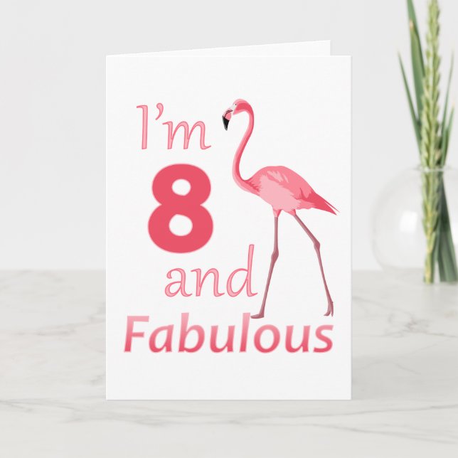 Carte Enfants 8e anniversaire mignon Flamant rose rose (Devant)