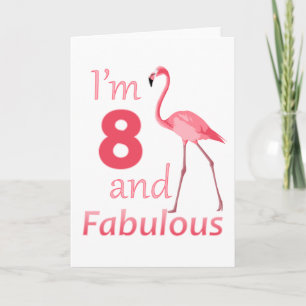 Carte Enfants 8e anniversaire mignon Flamant rose rose
