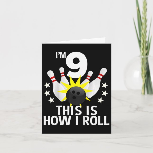 Carte Enfants 9 ans Bowling Anniversaire Chemise de fête (Devant)