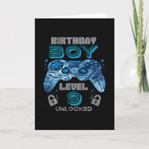 Carte Enfants 9e anniversaire Joueur Niveau 9 Débloqué V