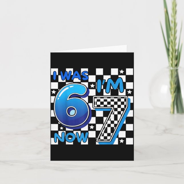 Carte Enfants bleus à carreaux j'avais 6 ans j'ai 7 ans  (Devant)
