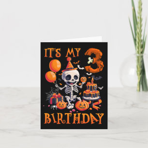 Carte Enfants Boo C'est mon 3e anniversaire Halloween Sq