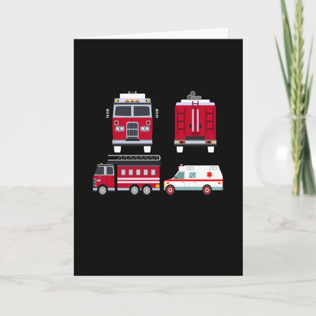 Carte Enfants Camion de Pompiers Garçons Filles (Devant)