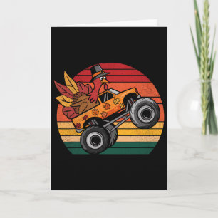 Carte Enfants camion monstre dinde coucher de soleil rét