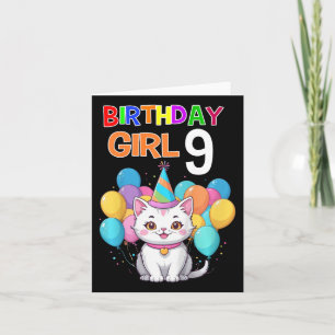 Carte Enfants Chat Anniversaire 9 Anniversaire Fille 9e
