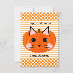Carte Enfants Chat Citrouille Halloween