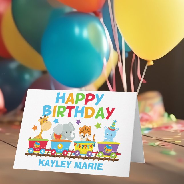 Carte Enfants Circus Animal Train Cute Custom Anniversai (Créateur téléchargé)