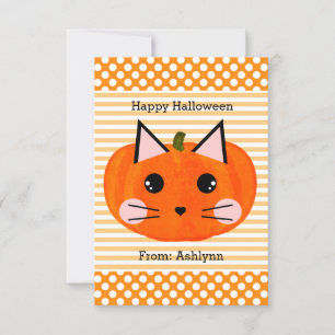 Carte Enfants Citrouille Chat Halloween