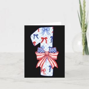 Carte Enfants de 1 an Drapeau Nœud 4 juillet 1er Anniver
