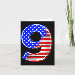 Carte Enfants de 9 ans Drapeau Amérique USA 9e Anniversa