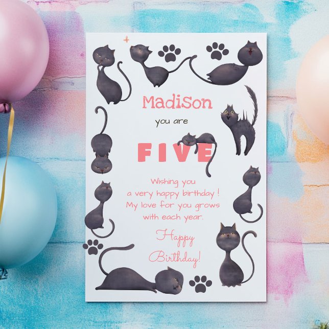 Carte Enfants de chat noir joyeux anniversaire (Créateur téléchargé)