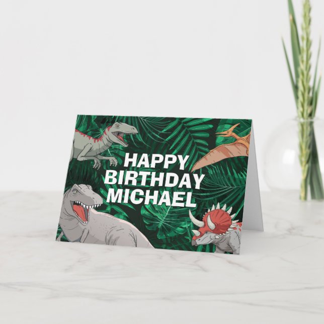 Carte Enfants Dino Jurassic Trex Boy Dinosaur Anniversai (Devant)