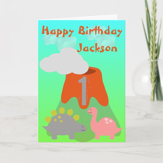 Carte Enfants Dinosaur Anniversaire personnalisé (Devant)
