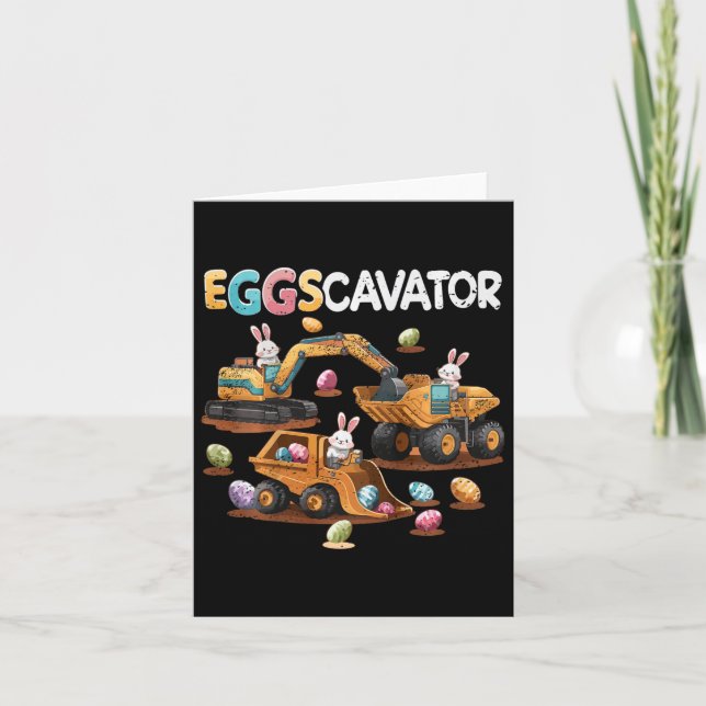 Carte Enfants Eggscavator Easter Egg Chasse Construction (Devant)