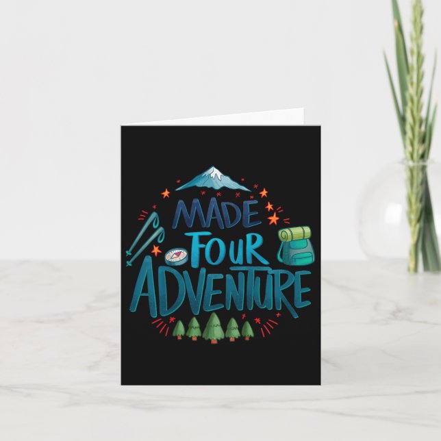 Carte Enfants Fabriqué Quatre Aventure 4e Anniversaire C (Devant)