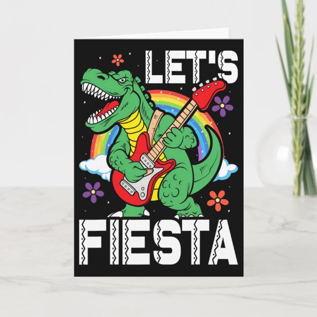 Carte Enfants Faisons la Fête Dino Trex Mignon Garçons C (Devant)
