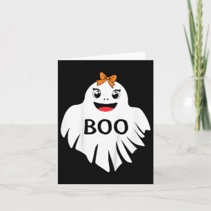 Carte Enfants Fantôme avec Bow Boo Girls Halloween T-Shi