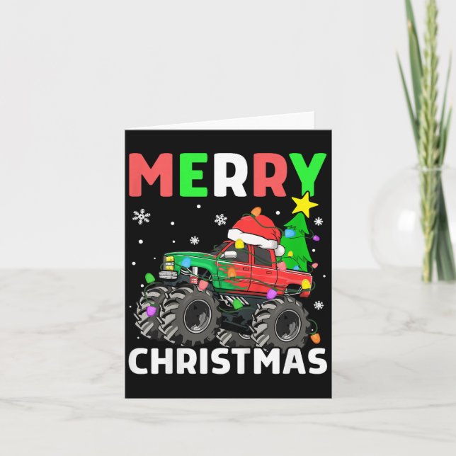 Carte Enfants garçons Joyeux Noël Monster Camion Santa H (Devant)