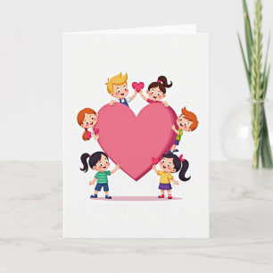 Carte Enfants Heureux Cœurs Aimants