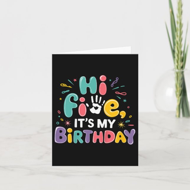 Carte Enfants Hi Five Son Anniversaire 5e fête d'anniver (Devant)
