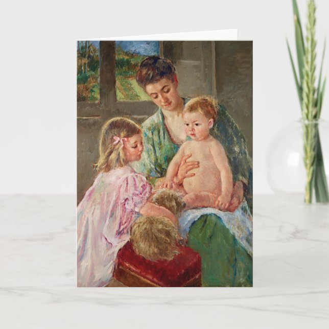 Carte Enfants jouant avec un chien par Mary Cassatt (Devant)