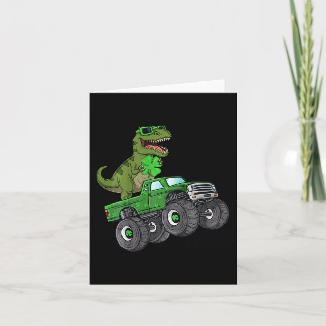Carte Enfants Jour de la Saint Patrick T Rex équitation  (Devant)
