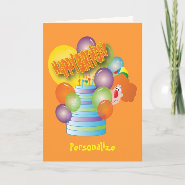 Carte Enfants Joyeux Anniversaire - Clown mignon (Devant)