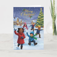 Enfants joyeux jouant dans la neige – Joyeux Noël