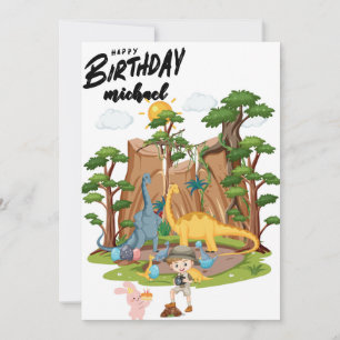 Carte Enfants Jurassic Dino Dinosaur Anniversaire person