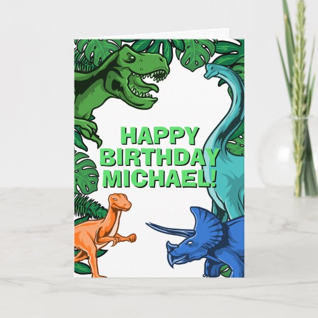 Carte Enfants Jurassic Dino Personnalisable Dinosaur Ann (Devant)