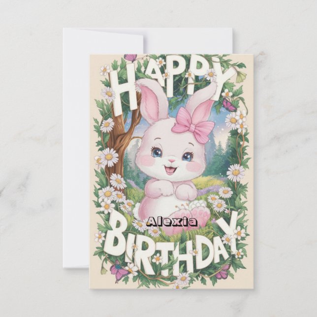 Carte Enfants Lapin Bunny Digital Anniversaire (Devant)