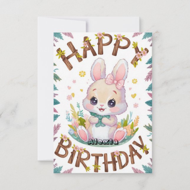 Carte Enfants Lapin Lapin Digital Anniversaire (Devant)
