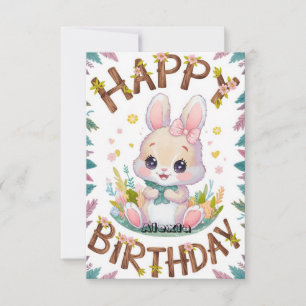 Carte Enfants Lapin Lapin Digital Anniversaire