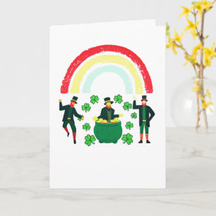 Carte Enfants Leprechaun  Or Arc-en-ciel Fête de la Sain
