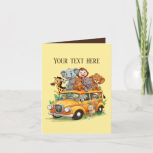 Carte Enfants mignons Animaux Safari ajouter du texte n'