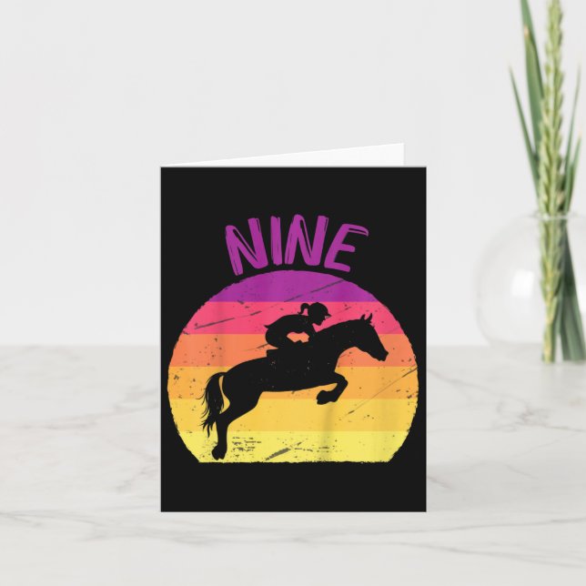Carte Enfants Neuf 9e Anniversaire Fête Cheval cavalier  (Devant)