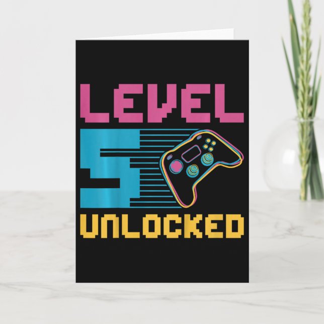 Carte Enfants Niveau 5 Jeu déverrouillé Anniversaire (Devant)