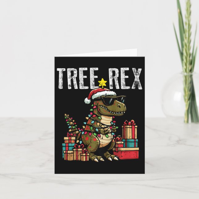 Carte Enfants Noël Dinosaure Arbre Rex Xmas Trex Toddler (Devant)