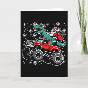 Carte Enfants Noël Monster Truck Dino Père Noël Xmas Tou
