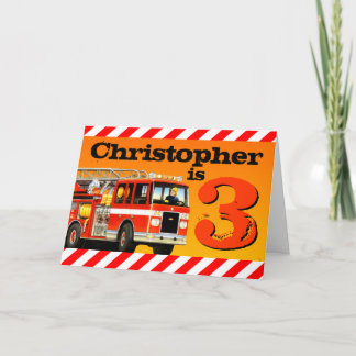 Carte Enfants Nom personnalisé Camion feu rouge Joyeux 3