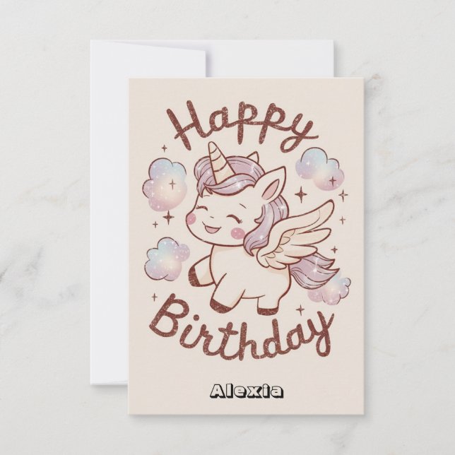 Carte Enfants Nuages Unicorne Anniversaire (Devant)