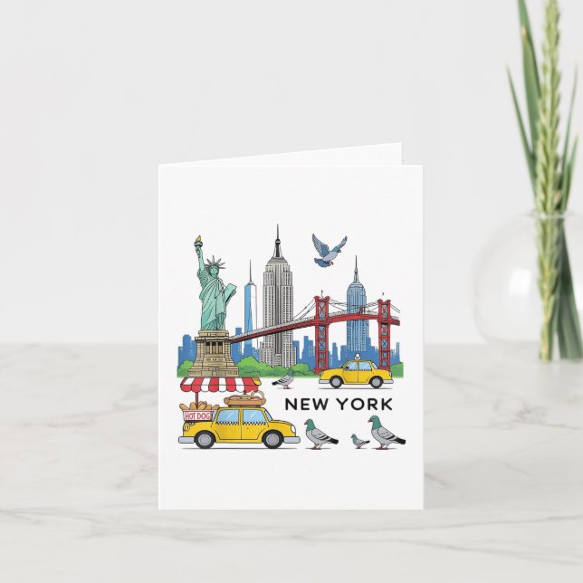 Carte Enfants Nyc Souvenir New York City Usa Icons Jaune (Devant)