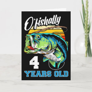 Carte Enfants officielement 4 ans pêcheur 4ème anniversa