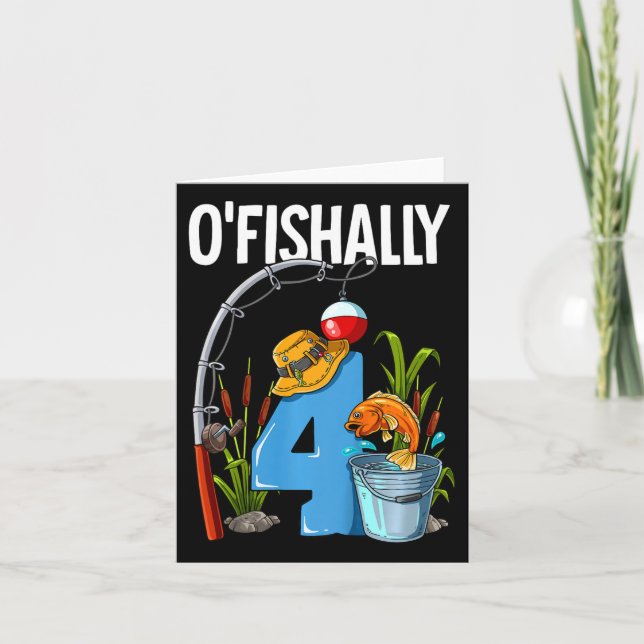 Carte Enfants O'Fishally 4 ans 4e anniversaire Pêche (Devant)